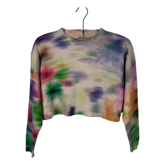 Photo of Pilcro Alani Cashmere Watercolor Cropped Sweater Size XS Multicolor Artsy Knit