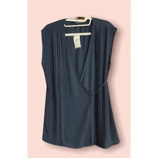 Photo of Banana Republic Navy Wrap Around Blouse Size S- NWT