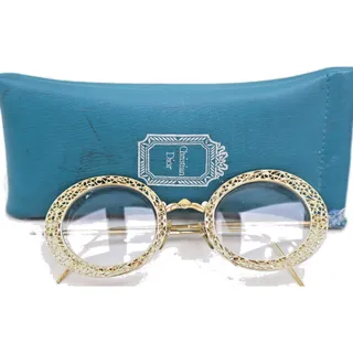 Photo of VTG 1960s Christian Dior by Tura 12KTGF Gold Filigree Round Eyeglasses w/ Case