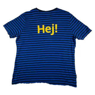 Photo of Ikea Hej Employee Uniform T Shirt Womens K/N Blue Navy Striped Shaped