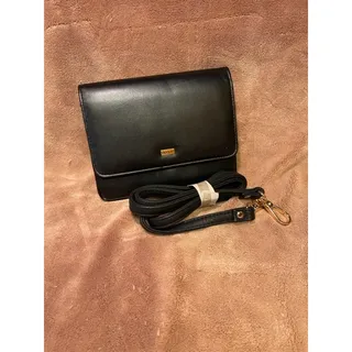 Photo of Buxton Ladies Large Black Leather Wallet w/Detachable Shoulder Strap