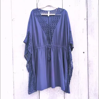 Photo of Cacique Swim Coverup Navy Lace Trim Women's 22/24