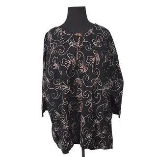 Photo of Maggie & Max Black Floral Embroidered Blouse - 5X