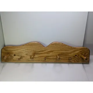 Photo of Wooden Wall Coat Hat Rack 7 Peg Hooks 22.5 in Scalloped Rustic Entryway