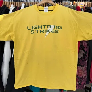 Photo of Vintage Y2K Lightning Strikes Distressed Tee Yellow