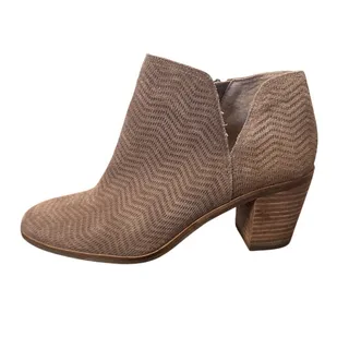 Photo of Lucky Brand Pickla Suede Booties Women's Size 8.5 Taupe Ankle Boots Boho Cottage
