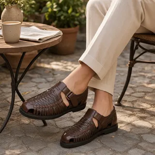 Photo of Deer Stags Bamboo2 Brown Leather Huarache Slip‑On Shoes 11M NEW With Box