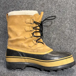 Photo of SOREL Caribou Leather Waterproof Winter Snow Boots Tan Leather Rubber Mens 9