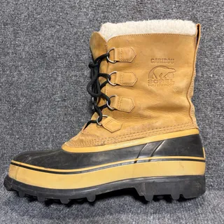 Photo of SOREL Caribou Leather Waterproof Winter Snow Boots Tan Leather Rubber Mens 9