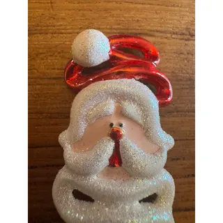 Photo of Vintage Christmas Brooch Pin Arty Swirl Santa Claus White Glitter Enamel Estate