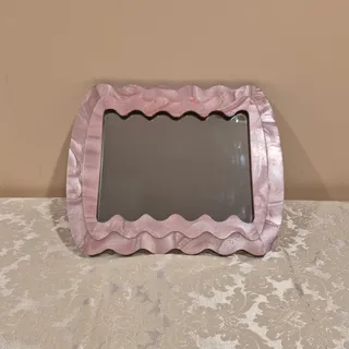 Photo of Pink Wavy Squiggle Mirror Tabletop Wall Hanging Postmodern Danish Pastel 13