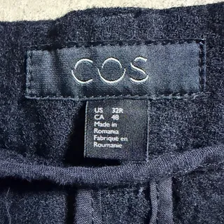 Photo of COS Wool Pleated Wide Leg Trousers Navy High Rise 32R