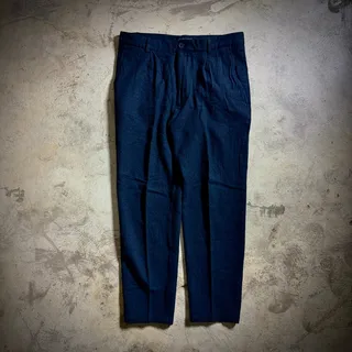 Photo of COS Wool Pleated Wide Leg Trousers Navy High Rise 32R