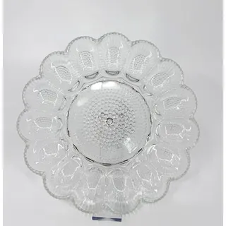Photo of Vintage 11" Indiana Glass Hobnail Deviled Egg plater serves 15 eggs