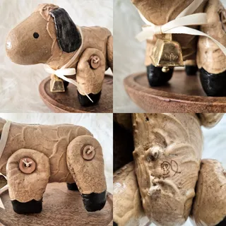 Photo of Vintage 90s Lamb Figurine Jointed Legs Cottagecore Shabby Chic Farmhouse Decor