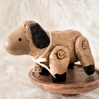 Photo of Vintage 90s Lamb Figurine Jointed Legs Cottagecore Shabby Chic Farmhouse Decor