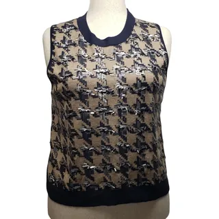 Photo of Ann Taylor XL Sequined Houndstooth Sweater Vest Preppy Dark Academia Office