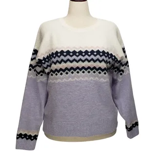 Photo of 525 America Metallic Lavender Fair Isle Winter Knit Sweater NWT Large Pullover