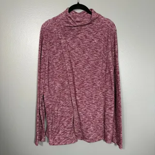 Photo of Bass Wine Red Marled Asymmetrical Zipper Cardigan Sweater - Women's Size Large
