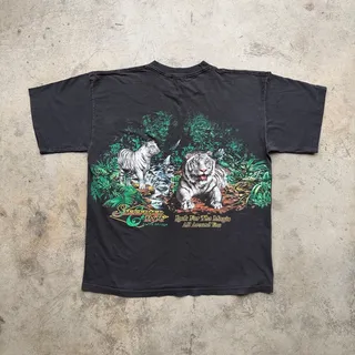 Photo of 90s Siegfried Roy White Tigers Tee 1994 Faded Black Wraparound XL