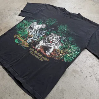 Photo of 90s Siegfried Roy White Tigers Tee 1994 Faded Black Wraparound XL