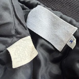 Photo of 90s Chalk Line Raiders Wool Varsity Jacket Black Leather M