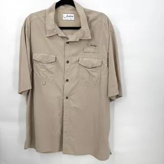 Photo of Jawbone Tackle Co Mens XL Fishing Shirt Khaki Vented Mesh Back Short Sleeve