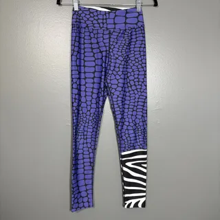 Photo of Looney Legs Purple CrocoZebra Print Leggings - Women's Size XS - Funky Pants