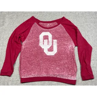 Photo of Colosseum Oklahoma Sooners Shirt Womens Medium Crimson Burnout Raglan OU