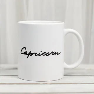 Photo of Capricorn Zodiac Sign Coffee Mug 11 oz Astrology Script Lettering Birthday Gift