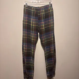 Photo of Blue and multi coloured plaid joggers