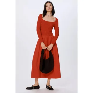 Photo of NWT Anthropologie Damson Madder Malinda Smocked LongSleeve Midi Dress $225 US 6
