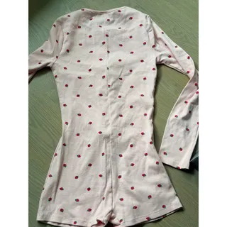 Photo of MESSY BUN Just Chillin Pink Strawberries L/S Buttoned Romper 