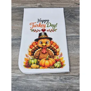Photo of Happy Turkey Day Kitchen Towel Cute Thanksgiving Fall Decor