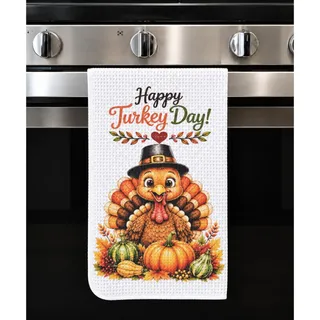 Photo of Happy Turkey Day Kitchen Towel Cute Thanksgiving Fall Decor