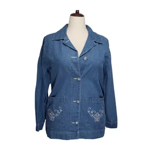 Photo of 90s Tudor Court Denim Jacket M Retro Western Boho Grunge Cottagecore