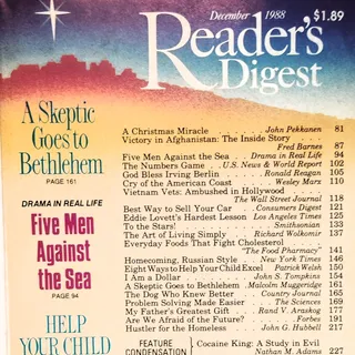 Photo of Reader's Digest December 1988 Christmas Issue, Victory in Afghanistan, VTG Issue