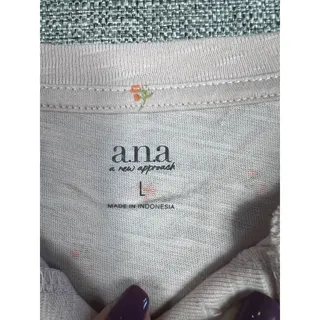 Photo of a.n.a Floral Henley Top Women's L Pink Long Sleeve 100% Cotton NWT