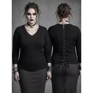 Photo of Vintage Demi Loon V-neck lace-up spine corset back top - Goth Punk Metal Biker