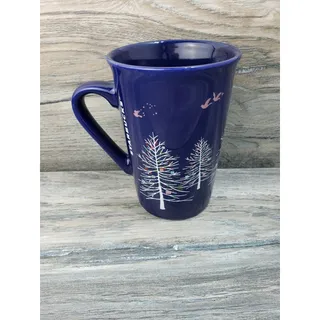 Photo of Starbucks 2019 Cobalt Blue Holiday Coffee Mug Silver Trees Moon 10 Oz