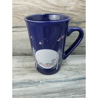 Photo of Starbucks 2019 Cobalt Blue Holiday Coffee Mug Silver Trees Moon 10 Oz