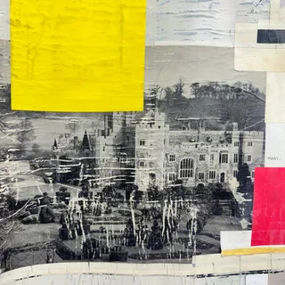 Photo of Original Mixed Media Modern Art Collage Painting 18x24 "Pteridomania" Signed