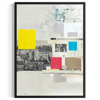 Photo of Original Mixed Media Modern Art Collage Painting 18x24 "Pteridomania" Signed