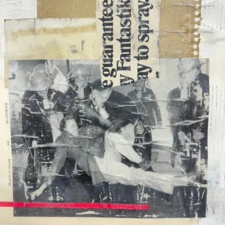 Photo of Original Mixed Media Modern Art Collage Painting 18x24 "Acapnotic" Signed