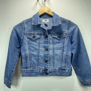 Photo of Old Navy Blue Denim Jean Jacket Long Sleeve Stretch Size Girls Medium 8