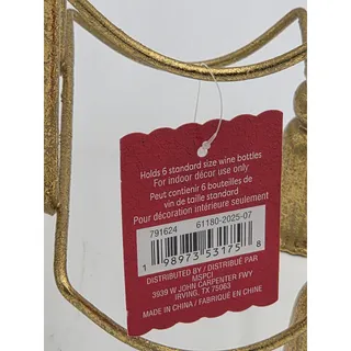Photo of Ashland Gold Metal Wine Rack 6 Bottle Holder Decorative Tassel Countertop Stand