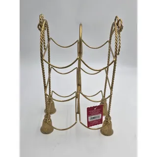 Photo of Ashland Gold Metal Wine Rack 6 Bottle Holder Decorative Tassel Countertop Stand