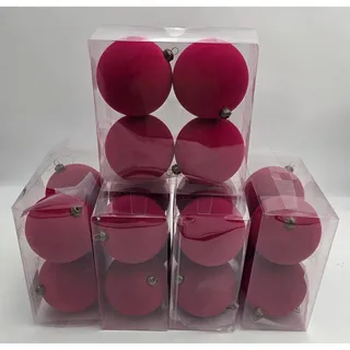 Photo of Ashland 20 Piece Berry Pink Flocked Christmas Ornaments 3.8" New