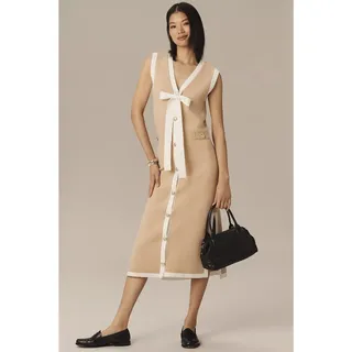 Photo of New ANTHROPOLOGIE English Factory Bow Button-Front Knit Midi Dress $150 MEDIUM 