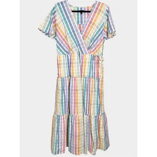 Photo of J.CREW Rainbow Gingham Seersucker Tiered Midi Wrap Dress Size 12